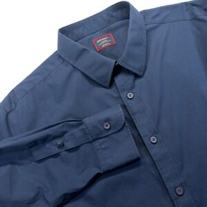 UNTUCKit Castello WF Shirt Mens XL Relaxed Fit Wrinkle Free Navy Button Up